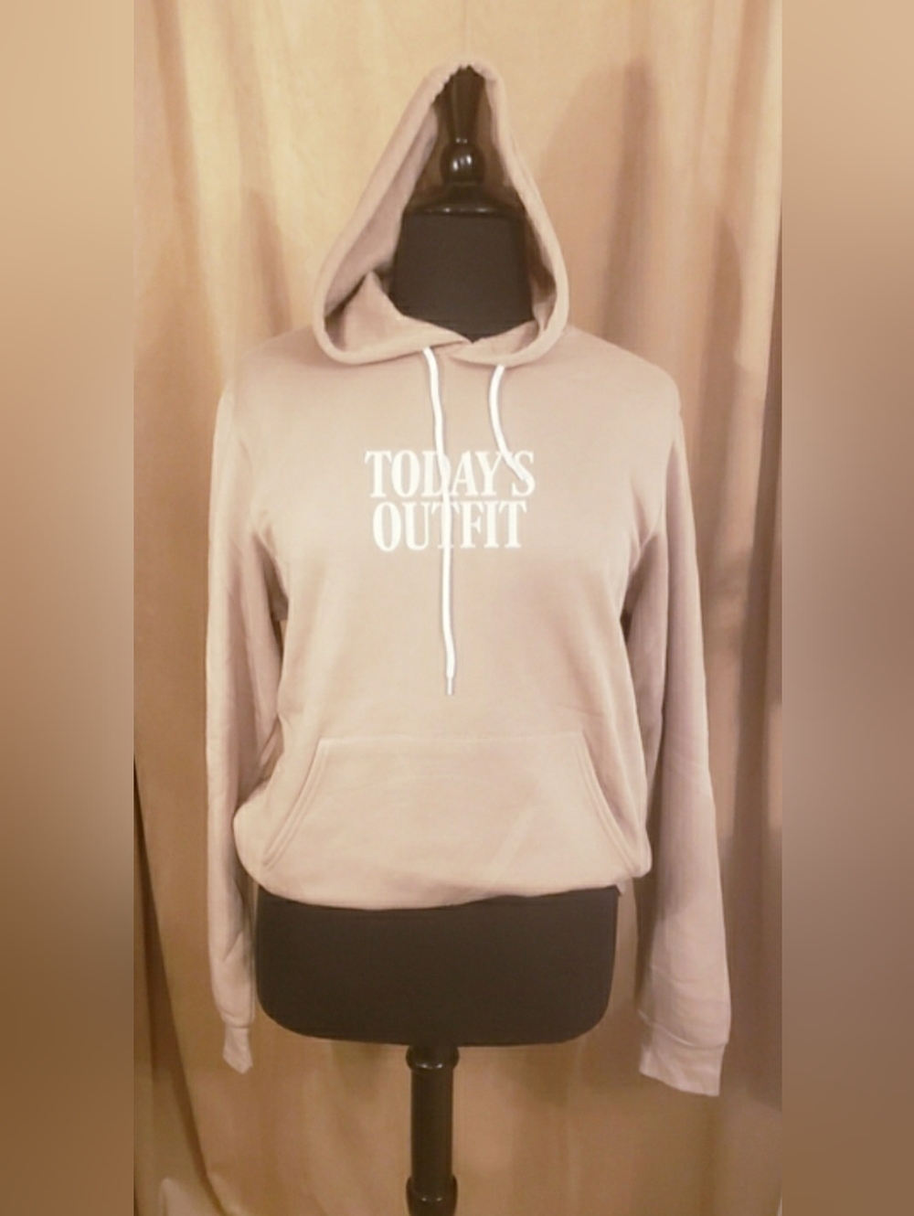 "Today's Outfit" Beige Hoodie - Women's Casual Pullover